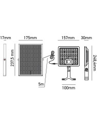 PROIETTORE SOLARE RICARICABILE LED 20W
