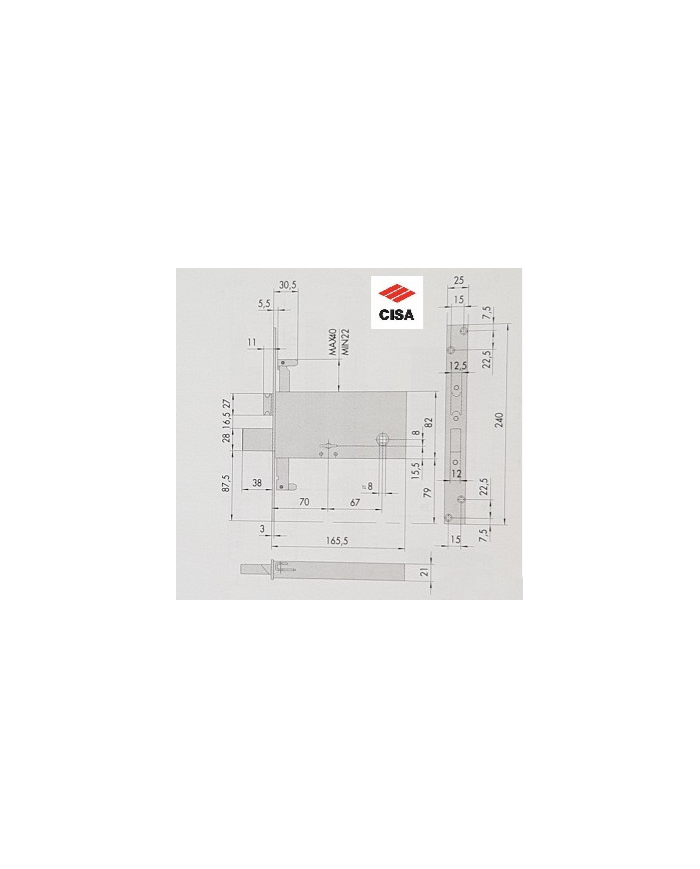 SERRATURA FASCIA TRIPLICE DM E70 CATENAC. E SCROCC