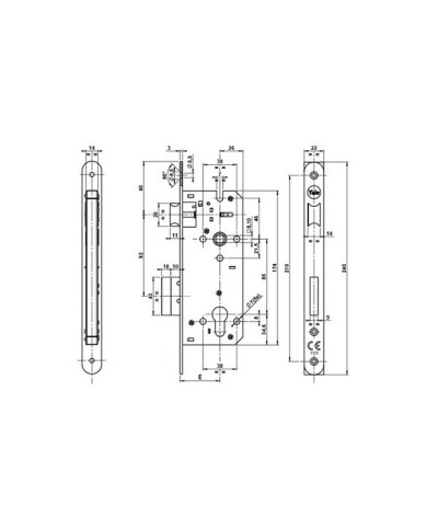 SERRATURA INFILARE YALE MM.40 CROMO SATINATO