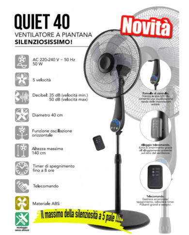 VENTILATORE PIANTANA CM 40 NERO